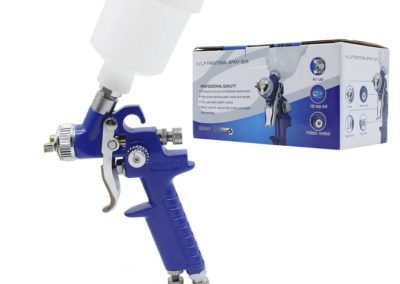 Minipistola pulverizadora HVLP con boquilla de 0,8 mm, depósito de 125 cc y alimentación por gravedad