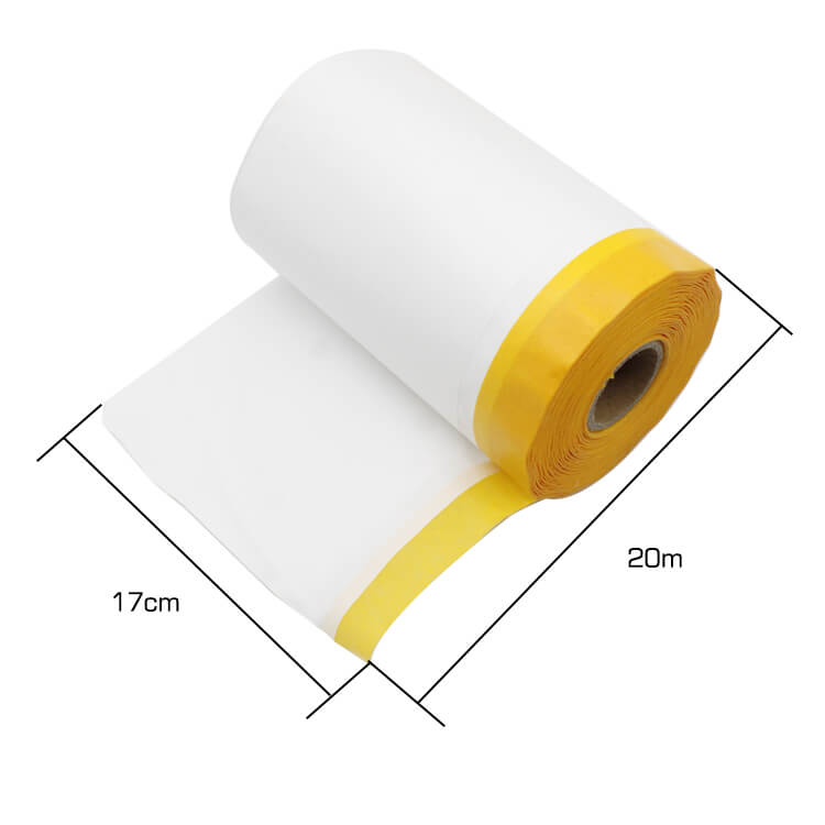 Papel de enmascarar con adhesivo (17 cm x 20 m) - Rollo de papel protector adhesivo para cubrir zócalos, marcos de coches y carrocerías