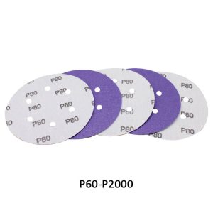 Discos de lija de 6 pulgadas, 6 agujeros, color morado, para pulir superficies, autoadhesivos, redondos, con velcro, abrasivos, papel de lija