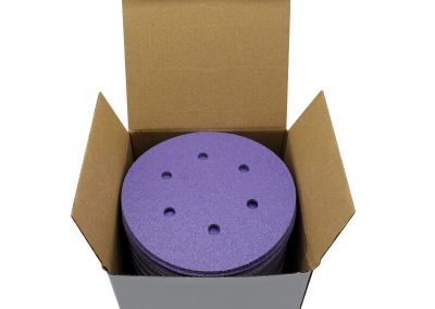 Fabricantes - Venta al por mayor - Papel de lija - Disco morado de 6 pulgadas - Agujero ciclónico - Eliminación de pintura vieja - Lijado flocado sin polvo - Papel de lija