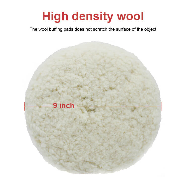 W009DA-9 - Tampons de polissage double face 100 % pure laine d'agneau avec filetage 5/8-11 - Tampon de polissage en laine naturelle