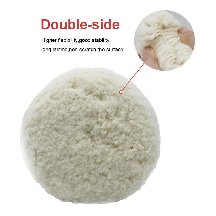 W009DA - Tampons de polissage double face 100 % laine - Tampon de lustrage en laine de 9 pouces pour l'entretien automobile