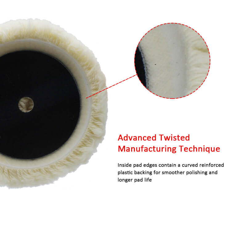 W007PA-7 - Tampons de polissage en laine 100 % avec fixation auto-agrippante - Tampon de coupe et de polissage pour le lustrage et le ponçage des voitures (détailing automobile)