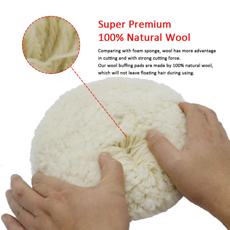 W007PA-7 - Tampon de polissage en laine naturelle avec support auto-agrippant pour le ponçage et le polissage de composés.