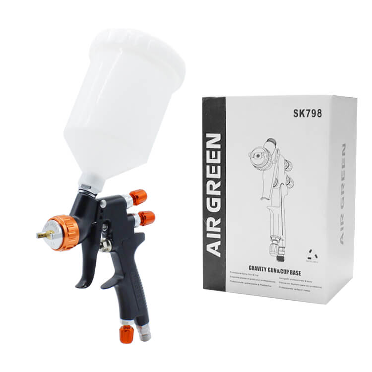 SK798 - Pistolet à peinture automobile HVLP - Haute atomisation - Buse de 1,3 mm - Pot pour apprêt et vernis transparents automobiles - Retouches