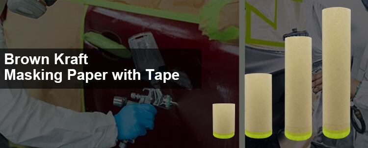 199BGT - Papier de masquage kraft pré-adhésif - 25 m - Haute qualité - Résistant à l'eau et à la poussière - Brun - Pour peinture