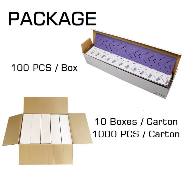 Feuille de ponçage VS-Purple 70 mm x 400 mm, grains P60 à P2000, pour ponçage de précision.
