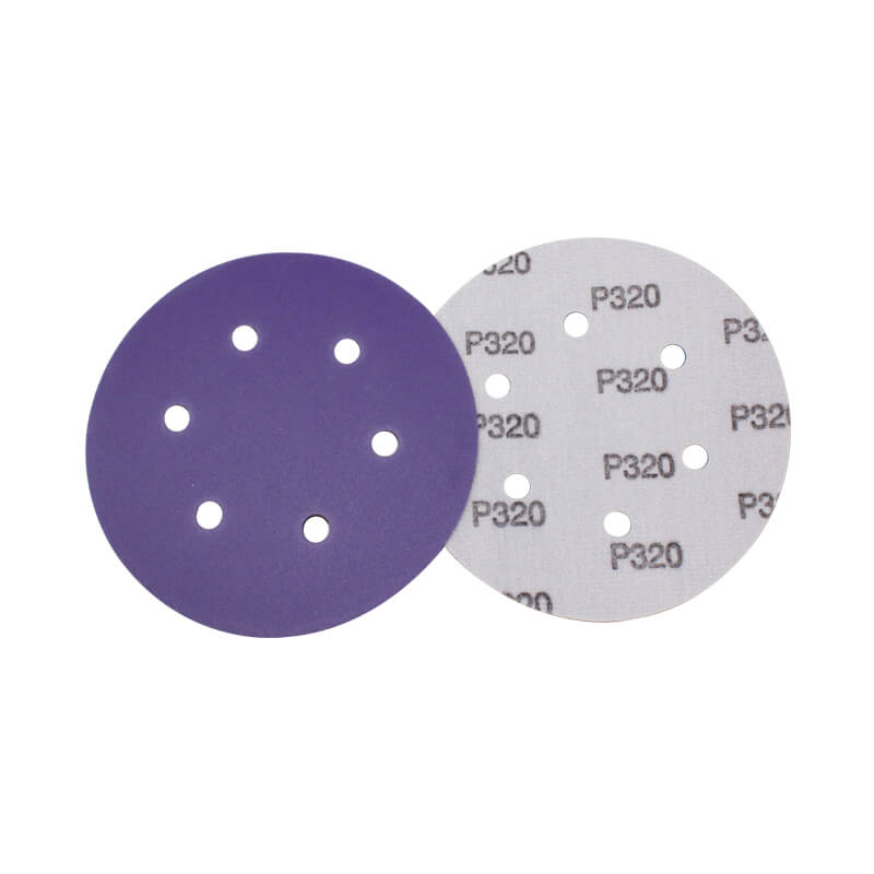 Disques de ponçage en céramique violets, grain P60 à P2000, diamètre 150 mm (6 pouces), à fixation auto-agrippante, pour l'automobile (vente en gros).