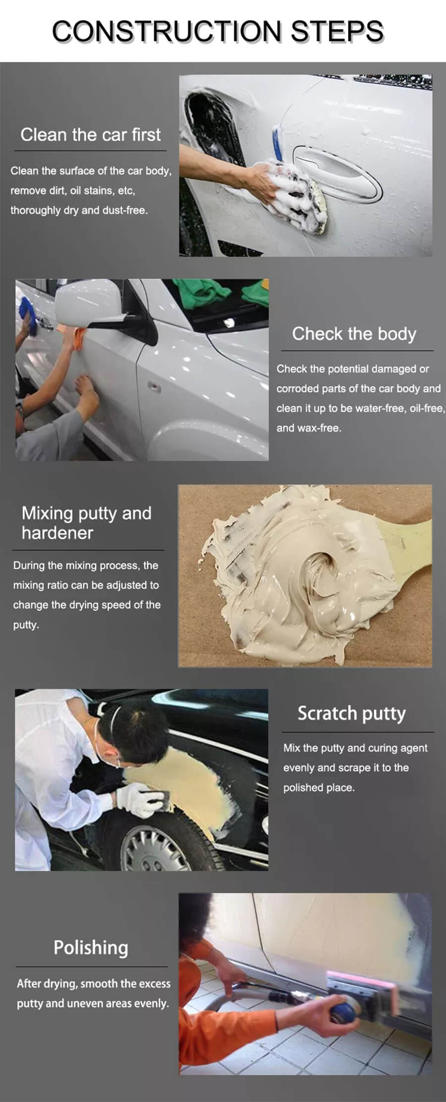 Deyuer 20g Car Body Putty Quick Dry Good Effect Professional Car Scratch  Repair Filler for Automobile,Grey 