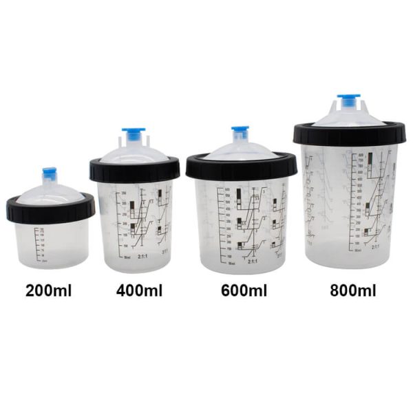 1665737615 PP600 Disposable Measuring Paint Mixing Cups With Replaceable Disposable Cups One Outer Cup