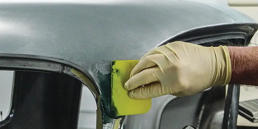 Fiber glass plastic filler putty repair car body refinish BPO system green  color fiberglass putty_OKCHEM