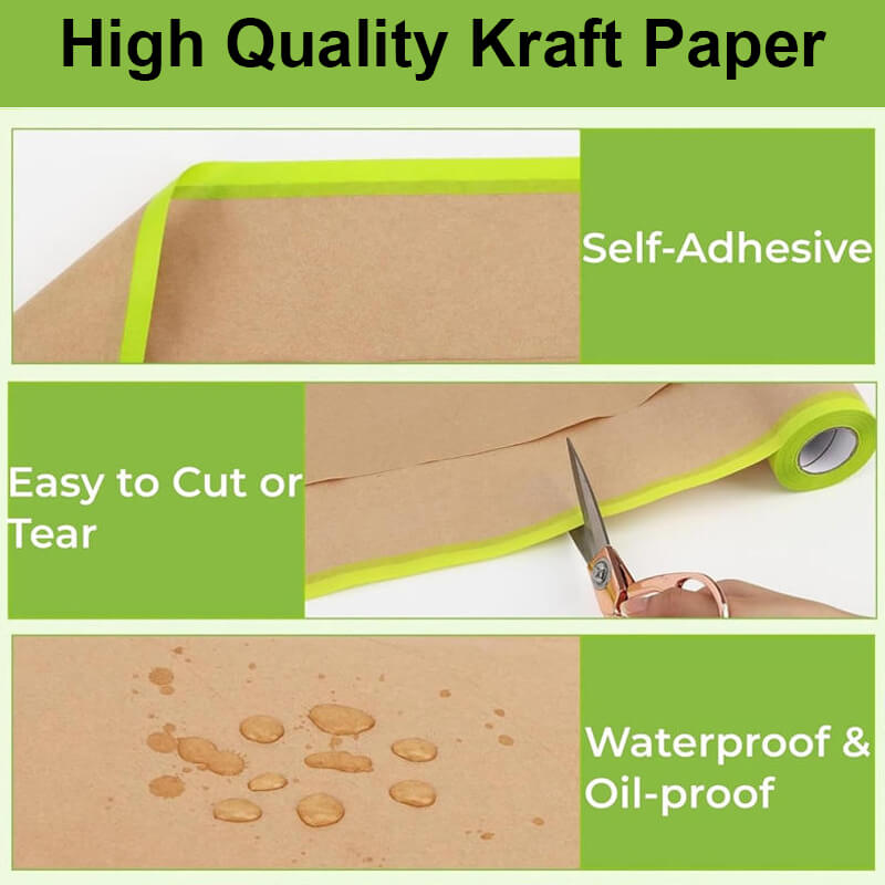 199BGT-High-Performance-Auto-Masking-Paper-Pre-taped-Brown-Kraft-Masking-Paper-for-Painting